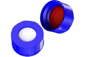 ALWSCI Tappo per Fiale Per Autocampionatore 9-425, Tappi a Vite In Polipropilene Blu da 9 Mm Con Setti In PTFE Rosso/Silicone Bianco, 100 Pezzi/Pz.