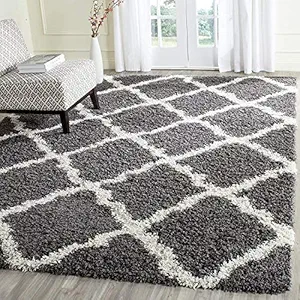 Om Carpet Home Furnishing Modern Shaggy Carpets and Rugs for Hall Offices Kitchens Bedroom Living Room and Cabins for Bedroom Kids Room Floor Home Decor (Grey & Ivory, 3 x 5 Feet)