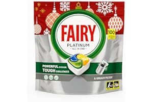 Fairy Platinum Dishwasher Tablets All-In-One 100 Capsules Lemon Dishwasher Tablets