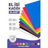 30 Adet A4 Elişi Kağıdı Karışık Renk El işi Kağıdı