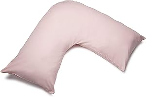 Belledorm Pink V shaped pillow case cover with poppers - 200 thread count percale - pregnancy maternity orthopaedic support nursing (Blush)