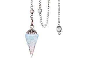 CrystalTears Aquamarine Reiki Healing Crystal Pendulum Vintage Hexagonal Natural Gemstone Crystal Point Pendulum for Dowsing Scrying Divination Meditation Wicca