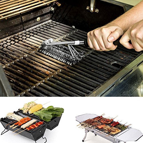 3 in 1 BBQ Grillbürste,PULNDA 18″ Grillbürste Barbecue Brush und Einen Reinigungsbürste Scraper Remover Reiniger – 360° Reinigung Edelstahl Bürstenborsten , Freien und Camping Grillbürste Barbecue Reiniger für Weber,Outdoorchef, Holzkohlegrill, Gasgrill(2 PCS) - 7