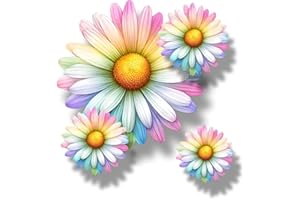 LAOGRAPHICS x9 Colourful Daisy Flower Vinyl Sticker, Floral Decal Cover up Marks, Multi-Purpose Ideal for Bin, Car, Laptop, Bike, Wall, Dustbin. Camper Van & More. Weatherproof & Vibrant. (Colourful Daisy)