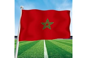 Drapeau Maroc 150 x 90 cm Drapeau Marocain avec 2 œillets Métalliques Grand Flag Morocco Fanion Tissue Couleurs Vives Parfait Pour Les Festivals Manif Decoration Extérieur Jardin Défilé