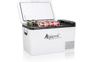 ALPICOOL Alpcool K25 25L Glaciere Électrique à Compression, 12/24V Réfrigérateur de Voiture portable congélateur et réfrigérateur pour Maison, dortoir, Camping ou Pique-Nique en Plein Air, - 20 à 20℃