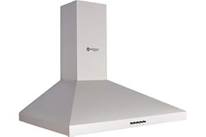 Wiggo Cappa aspirante 60 cm, cappa da parete per scarico o ricircolo, uscita 300 m³/h, con illuminazione a LED e 3 livelli di potenza, parete con filtro antigrasso e 2 filtri a carbone, color crema