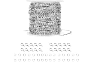TSUWNO Catenella in Acciaio DIY da 10m con 20 Catenacci e 30 Anelli di Salto per Creare Gioielli (1.5mm)