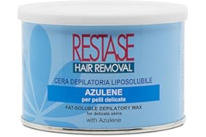 RESTASE | Cera Depilatoria Liposolubile, Azulene, Pelli Delicate, 400 ml, Made in Italy