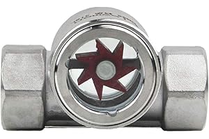 TOOLOFLIFE 3/4" BSP femmina a femmina in acciaio inox 304 indicatore di flusso d'acqua con girante in plastica per liquidi, gas, vapore e altri mezzi (confezione da 1)