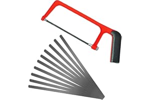 Tomtary hacksaw, Professional Small Metal Cutting Saw with Adjustable Angle, Heavy Duty Mini Hacksaw, 10 Exchangeable Blades for Cutting Plastic, PVC Pipe, Tile, Metal