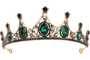 Benaton Couronne En Ccristal Vintage verte, Baroque Diadème Vintage, Couronne En Ccristal Vintage Rouge, Tiare Baroque Diadème Couronne Mariage, Pour Cadeau D'Anniversaire, Bals de Fin d'Année