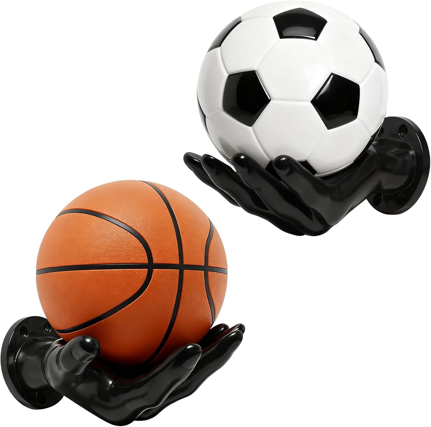 Jerhyun 2 Piezas Soporte Balones de Mano, Estantes para Baloncesto con Forma de Palmera Apto Guardar Balones Fútbol Baloncesto