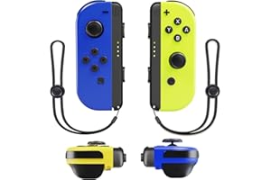 LuckyMoon Switch Controller Compatible with Nintendo Switch/Lite/OLED, Replacement Left/Right Joy con for Switch with 6-Axis Gyro/Dual Vibration/Wake-up Function/Screen Capture-Blue&Yellow