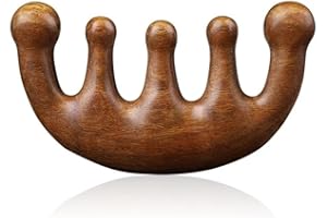 WEIESCIE Holzkamm, Mehrzweck-Kopfhaut-Gua-Sha-Kamm, Holz-Haarkamm,Grüner Sandelholz-Massagekamm aus Holz,für Männer und Frauen, Kopfpflege, Entspannung, Akupunktmassage