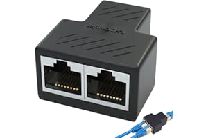 SEEFEY Prise Ethernet Double,1 Pièces Repartiteur Cable Ethernet RJ45,Répartiteur RJ45,Adaptateur d'Accès Simultané 1 à 2 Ports,Coupleur Raccord vers LAN Rallonge pour Cat5,Cat5e,CAT6,Cat7