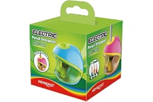 Keyroad Afilador de lápices eléctrico con sacapuntas eléctrico, 1 pieza para jardín de infantes, preescolar y escuela, KR971783, azul/rosa (surtido)