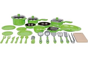 Haberkorn 28 TLG Kochtopf Set für Spielküche Töpfe Pfannen Bräter viel Zubehör grün