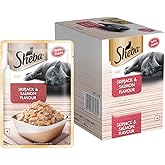 Sheba Rich Premium Adult (1+ Years) Wet Cat Food, Skipjack & Salmon Flavour, 35 g Pouch (Pack of 12), High-moisture wet food