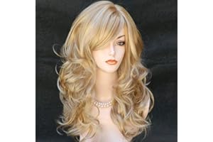 COLORFUL PANDA Colorfulpanda Blond Wig Long Curly Wavy Blonde Wigs for Women Ladies Cosplay Party Halloween Costume Heat Resistant Synthetic Wig