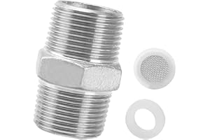 ZHIQIN 1/2" acero inoxidable doble conector de manguera de ducha extensión adaptador de rosca con 1 pieza burbujeador fregadero aireador elemento filtro elemento 1 x juntas