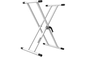 Audibax Onyx 130 White Soporte Premium Desmontable Tijera Doble para Teclado (Yamaha, Casio, Roland, Korg)