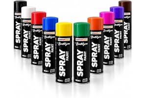Bastelzone Spraymålning set – 10 färger vardera 200 ml snabbtorkande graffiti sprayburkar för trä, sten, metall, glas
