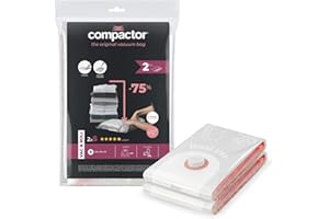 Compactor – Lot de 2 sacs de rangement sous vide manuels pour vêtements taille S 60 x 40 cm – Sacs de rangement sous vide de voyage