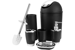 CERLINGWEE Set da bagno 6 in 1, porta spazzolino da denti 6 in 1, accessorio da bagno, spazzola da bagno, tazza multifunzione, 6 pezzi, set da bagno decorazione per il bagno