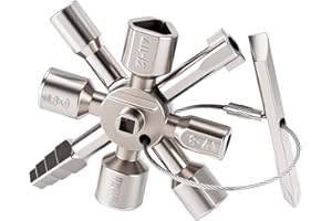 Ghekkli 10-in-1 Profi-Universalschlüssel – Schaltschrank, Vierkant, Kreuz & Dreieck in einem, Für Schaltschrank, Aufzug & Wasserzähler, Für Elektriker, Feuerwehr & Handwerk