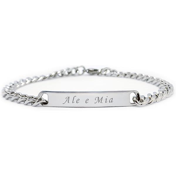 Bracciale Donna A Cuore Personalizzabile Con Incisione - Acciaio Inossidabile, Catena Regolabile 17-20 Cm, Ciondolo 2,6x2,26 Cm - Regalo Originale In Scatola - 3
