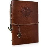 Joy &amp; Inspiration Vintage Refillable Notebook A5 PU Leather Travel Diary Sketchbook Classic Refillable Refillable Notebook Jo