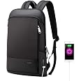 BOPAI mince sac à dos pour ordinateur portable hommes 15.6 pouces bureau travail hommes sac à dos sac d'affaires unisexe noir ultraléger sac à dos mince sac à dos