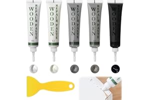 Penriter Grey Wood Fillers Wooden Furniture Repair Kit, Oak Laminate Floor Repair Kit for Wooden Cabinet, Door, Table Scratches Cracks Holes Stains(White, Black, Ivory, Light Grey, Dark Grey)