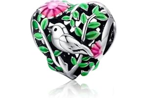 YASHUO JEWELLERY Lin Zhong ptak zawieszki srebro wysokiej próby moda biżuteria różowy kwiat zwierzę zawieszki do bransoletek Pandora