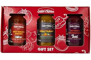 Calder's Kitchen - Spice Lover's Gift Box, 3 x 285g Jars, Spicy Pickles and Chutneys, Indian Flavoured Piccalilli, Fiery Beetroot, Spicy Tomato, Gluten Free, Vegan, Suitable for Coeliacs