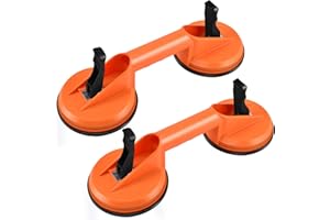 OJPZORYNIC Ventose per Piastrelle, 2 Pezzi Ventosa per Vetro Ventose in Alluminio Premium Pesante Dovere Ventose Sollevatore per Piastrelle,Vetro, Pavimento, Tavolo(Arancia)