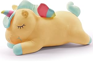 SNOWOLF Peluche a forma di unicorno, con ali arcobaleno e ali kawaii, per bambini, colore: bianco (30CM/11.8Inch, yellow)
