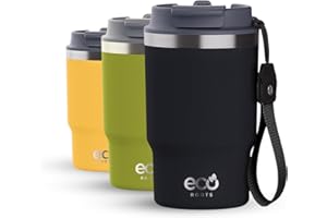 ecoroots THUNDER - Termo Café Para Llevar I Taza Térmica Reutilizable Antigoteo I Travel Mug Acero Inox. I Sin BPA I Vaso Termo Café Viaje Para Llevar Todo Tipo de Bebidas (NEGRO ANTRACITA, 470ML)