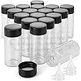 Kesell 18 Pack 20ml Glass Sample Vial Clear Graduated Bottles Empty Reusable Liquid Vials with Plastic Screw Cap and 5 Funnels