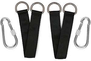 HUATEEN Correas de Hamaca,2 Piezas Correas para Hamacas,Kit para Colgar Hamaca Árbol con 2 Mosquetón y Anillos en D para Jardín Columpio de Árbol Hamacas