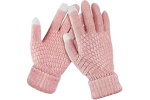 Lafefe Knitted Thermal Gloves for Women Touch Screen Winter Gloves Thick Fleece Lined Knitted Gloves Windproof Keep Warm Touch Screen Gloves
