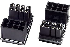 cablecc - Adaptador ATX de 8 Pines Hembra a 8 Pines Macho acodado a 180 Grados para Tarjeta gráfica de Escritorio