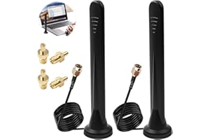 AMZTOUR 2 Antennes 5G LTE 4G Omnidirectionnelles, Amplificateur De Signal, Interface SMA TS9, Base Magnétique 12 DBi, Avec Câble RG174 de 3 M Pour Routeurs 3G/4G/5G/GSM/GPRS - Passerelles IoT Pour Maison Conn