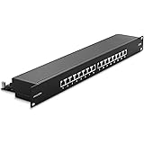 deleyCON CAT 6a Patchpanel Verteilerfeld 16 Port - Desktop 19 Zoll Rackeinbau Servermontage RJ45 Geschirmt - TIA568A TIA568B 