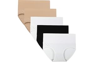 INNERSY Underwear for Women High Waisted Knickers Stretchy Cotton Panties Ladies Full Briefs Pack of 5