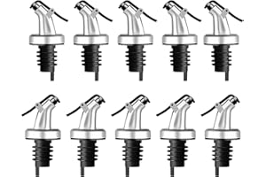LAYBA Lot de 10 becs verseurs pour un dosage précis - Bec verseur avec capuchon de protection - Pour vin, eau-de-vie, huile d'olive, café, sirop, vinaigre, huile