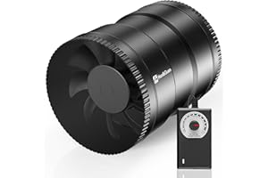Hon&Guan 150 mm Ventilador de Extracción Ajustable de 587m³/h, Extractor de Aire con Regulador, Ventilador de Conducto con Enchufe, para Invernadero, Sótano, Garaje, Cocina, Negro