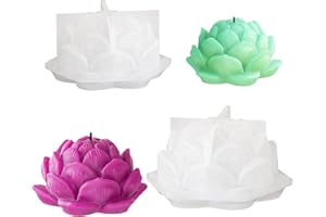 LUVDECO 2 Pcs Lotus Candle Molds, 3D Lotus Flower Silicone Moulds for Making Polymer Clay Soap Candles, Soy Wax Aromatherapy, Birthday Wedding Party Home Decoration