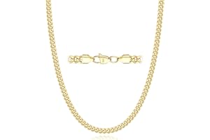 Esrael 18K Real Gold Plated Sterling Silver 5 mm Cuban Chain Necklace for Men, Robust Non-Fading Men's Gold Chain Jewellery Gifts for Men 16/18/20/22/24 Inches